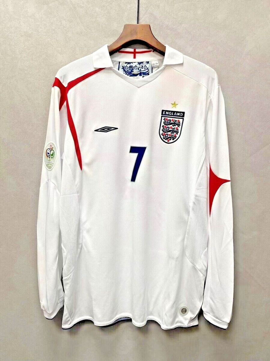 Beckham #7 England 2006 Home Premium Retro Jersey Long Beckham #7 England 2006 Home Premium Retro Jersey Long