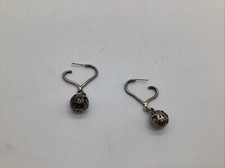Sterling Silver Dangle Ball Earrings Pierced Earrings Scrolled Balls