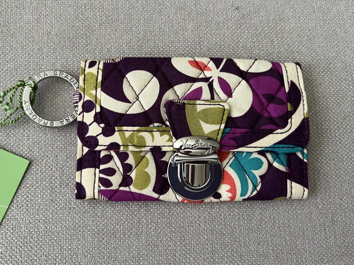Vera Bradley Wallet Plum Crazy Quick Swipe ID Purple Floral  display picture 3