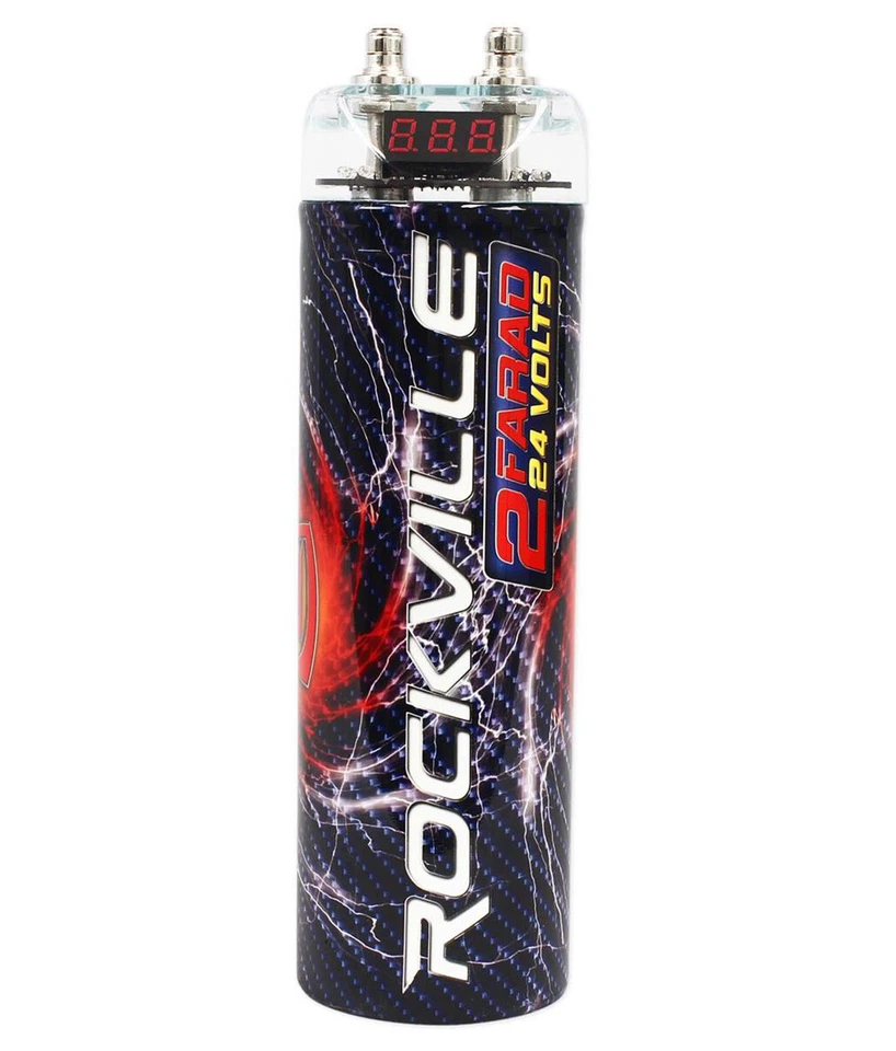 Конденсатор жесткости Rockville RXC2D 2 Farad + комплект усилителей Rockville RWK41 4 AWG - Изображение 3 из 4