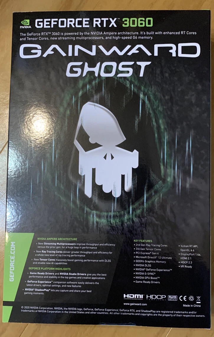 GAINWARD GeForce RTX3060 GHOST 12G GDDR6 NE63060019K9-190AU-G F/S