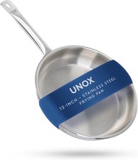 Sartén de acero inoxidable UNOX 12 pulgadas 3 capas lavavajillas horno apta plateada