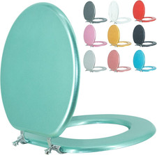 Round Toilet Seat Wood Toilet Seat Prevent Shifting with Zinc Alloy Hinges