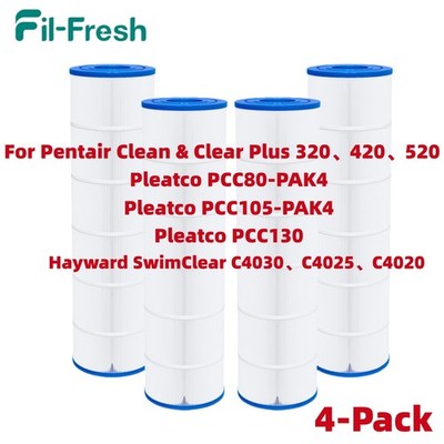 4-Pack Pool Filter PCC80 PCC105 PCC130 PA106 for Pentair Hayward