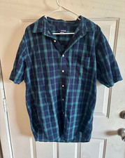 Basic Editions Men s L Blue/Green Plaid Cotto...