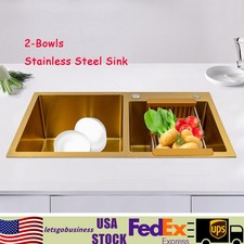 Gold Undermount Kitchen Sink, 80 45 cm Stainless Steel Kitchen Sink Double Bowls