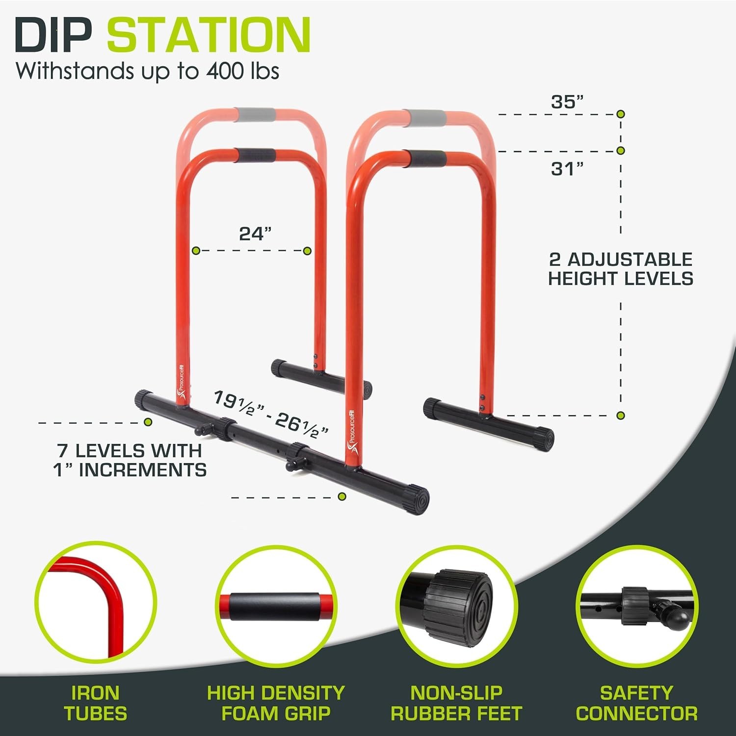 Power Dip Station Adjustable Height Upper Body Equipment for Home Gym