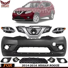 Front Bumper Cover Fascia & Grille Assembly Kit For 2014-2016 Nissan Rogue