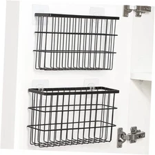 2 Pack Cabinet Door Organizer,Self Adhesive Lid Organizers Inside Cabinet Black