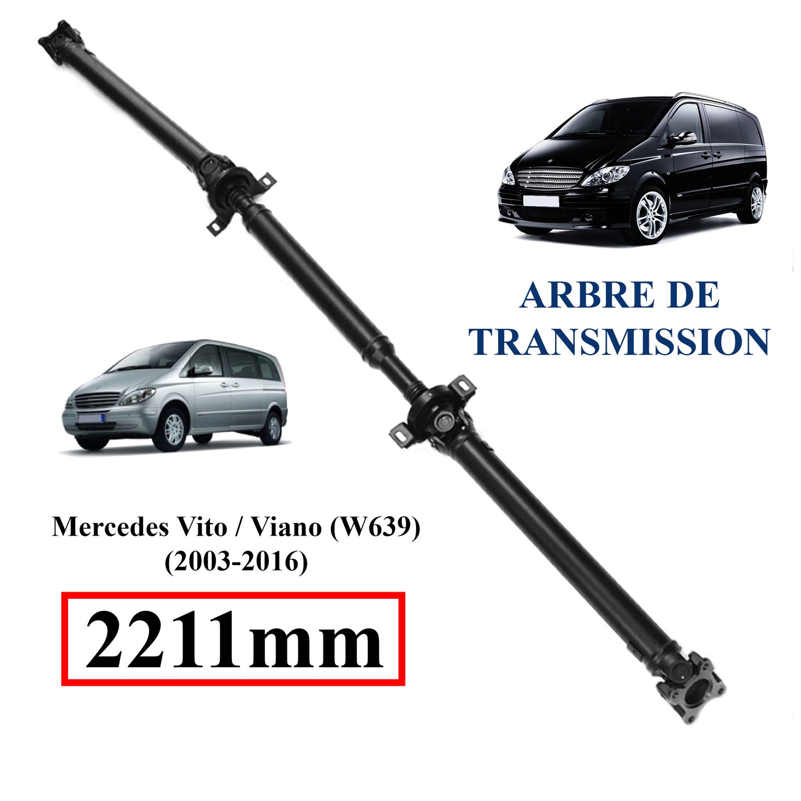 Arbre de transmission de remplacement anti-vibration Vito 6394103206 - 2