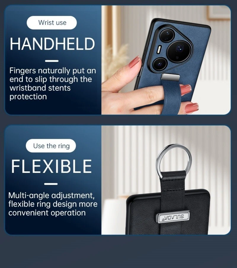 Wristband Holder PU Leather Case For Huawei Pura 80 Ultra 80 70 Pro + P60 Pro - Picture 7 of 16