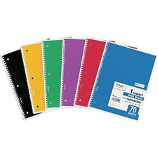 MEAD SPIRAL NOTEBOOK, 1 SUBJECT, WIDE RULED PAPER, 7-1/2" X 10-1/2", 70 -