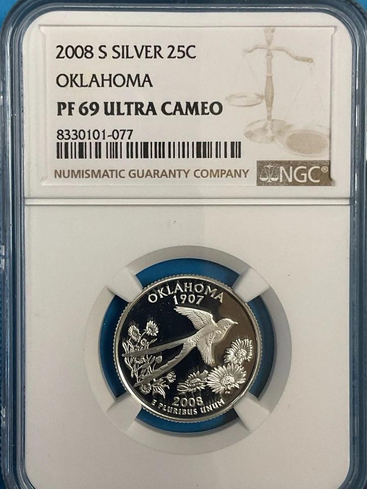 3-Coins SILVER 25c 2008S/2004S State Quarters NGC PF69 UC OK/AK/TX - Image 2 of 4