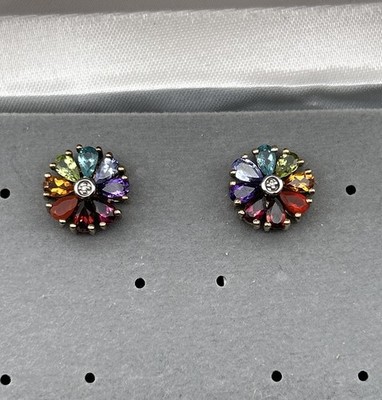 Sterling Silber Karneol, Tansanit, Granat, Quarz, Topas Diamant Ohrringe