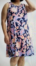 NEW Croft  Barrow sleeveless swing dress womens 3X tank shift mini blue floral