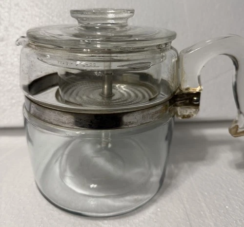 Vintage Pyrex Flame Ware 7756 Glass Percolator 6 Cup Coffee Pot ,USA.