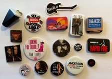 Lot of 17 Vintage Movie Rock Comic Politics Promo Buttons Rapid Fire Aladdin