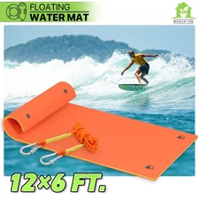 12FT Orange Floating Water Pad Tear Resistant 3 Layer XPE Foam Giant Float Mat