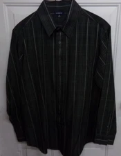 Croft & Barrow Long Sleeve Gray Plaid Button Front Shirt Mens Size XL