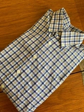 Scott Barber Plaid Button Down Shirt Men's Medium Long Sleeve 100% Cotton Woven