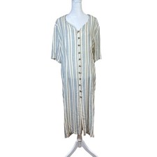 VTG Diana Marco Flax Linen Dress Kaftan Boho Lagenlook Plus Sz 16W USA Modest