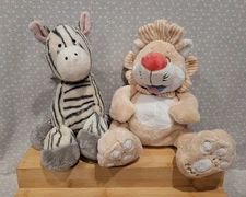 Mothercare Zebra & Nuby Tickle Toes Lion Floppy Plush Baby Soft Toy Set