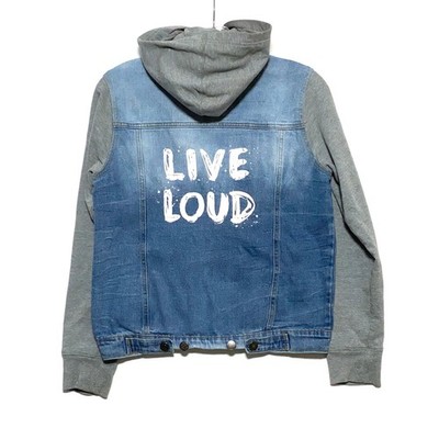 Aeropostale PS Live Loud Denim Jean Jacket Hoodie Skater Unisex Boys 12 Comfy