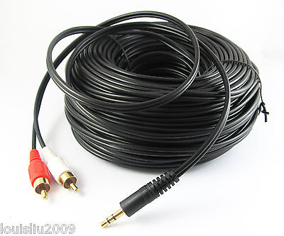 FYL 10 FT 3.5 mm Aux Cable Plug to 2-RCA L R Jacks Gold Plated Audio Auxiliary Black 