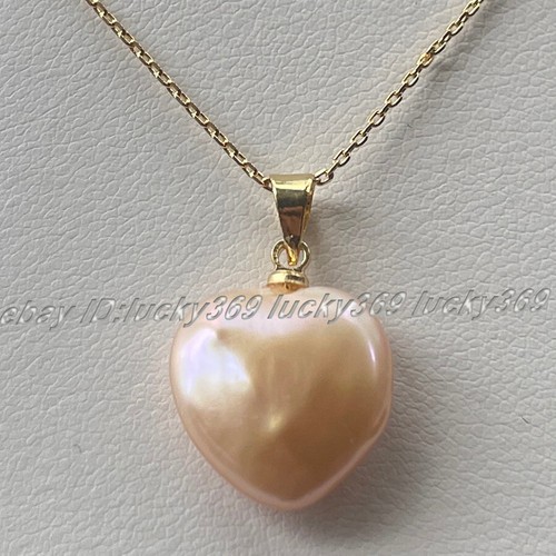 AAA+ Natural Colorful Keshi Baroque Heart Pearl Gold Chain Pendant Necklace 18" - Picture 19 of 28