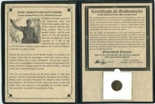 Ancient Roman Bronze Portrait Coin of a Roman Emperor COA & History & Album Incl