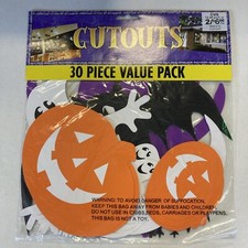 Halloween Pumpkin Ghost Bat Spider 30-Pc Value Pck Cutouts Party Decorations NOS