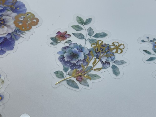 Vinyle floral fleurs bleues x 20 autocollants PAS de répétition cadeau cool - Photo 6/11