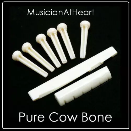 MusicianAtHeart BONE NUT, SADDLE & PIN Set made for GIBSON Acoustic Guitar