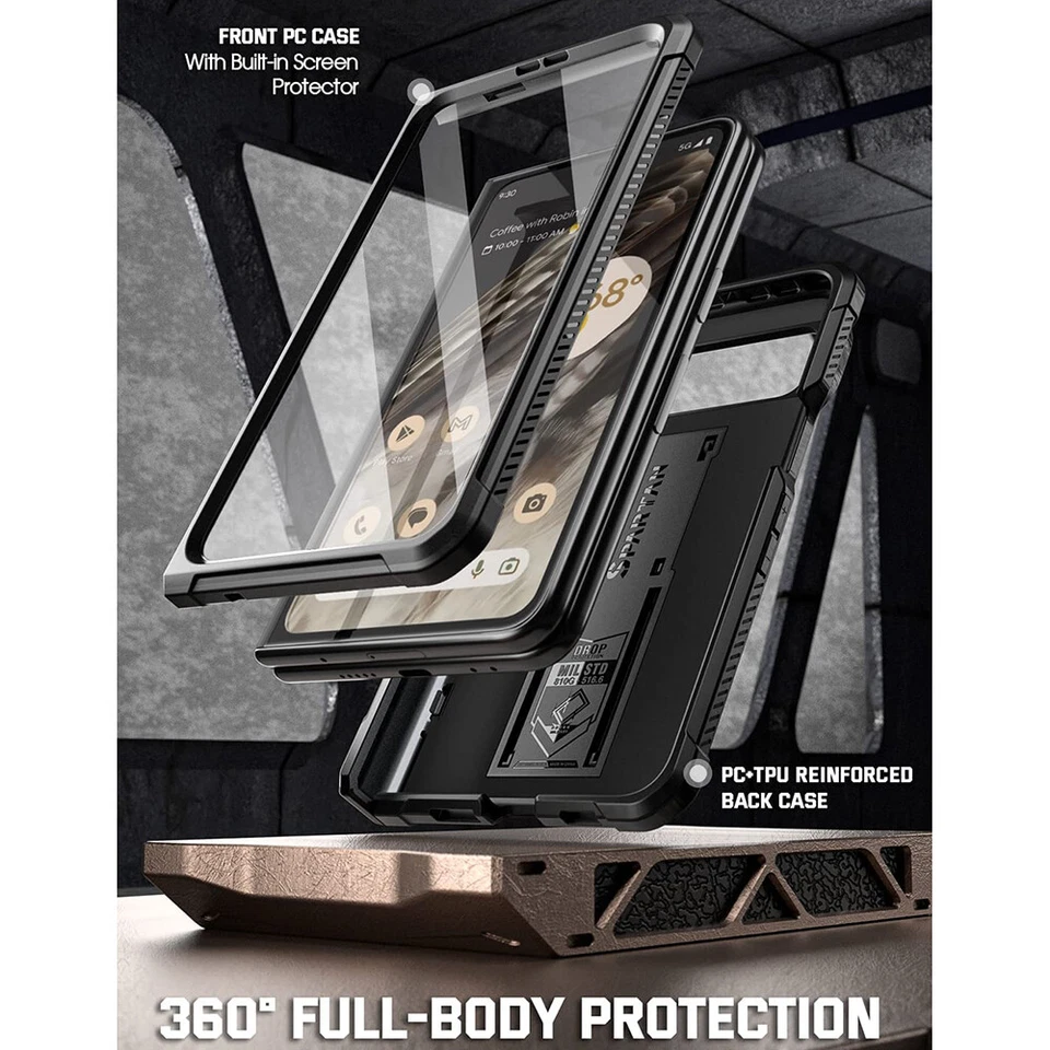 Poetic 适用于 Google Pixel Fold 2023 保护壳 带支架铰链保护 黑色 — 第 3/4 张图片