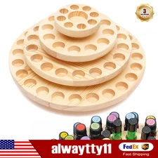 63 Slots Rotating Essential Oil Bottle Holder Display Stand Wooden Storage Rack