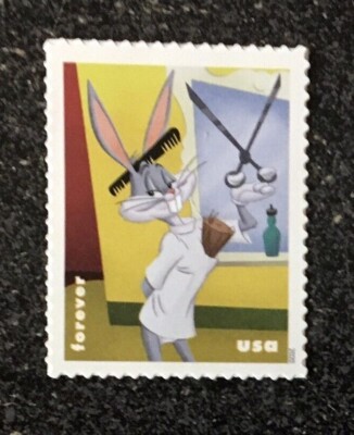 Forever Rabbit Stamp 2020USA #5494 Forever Bugs Bunny - Barber - Single Stamp mint postage ...