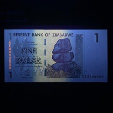 Zimbabwe Banknote Currency. Balancing Rock Banknote. Victoria Falls. UV Art