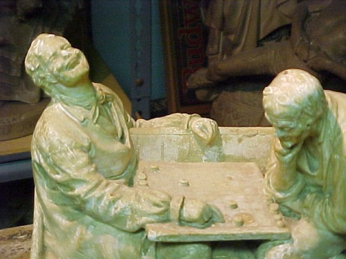 John Rogers Group of Statuary 'CHECKER PLAYERS ' - Picture 3 of 5