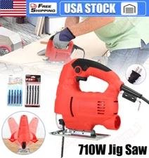 710W Jig Saw 3000RPM Corded Electric Jigsaw 6 Variable Speeds Jigsaw Tool Kit US