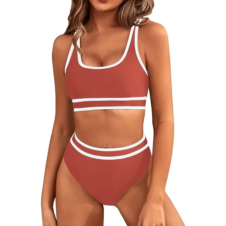 BMJL High Waisted Bikini Set Sporty Two Piece Cheeky High Cut Suit