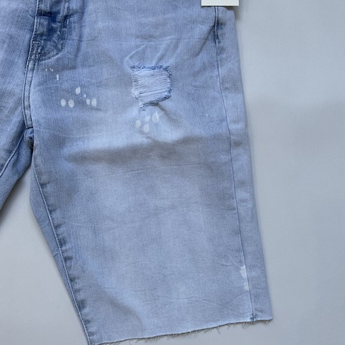 Guess Men's Slim Denim Shorts Destroy Super Stretch Light Blue Comfort Size 30 - Picture 3 of 7