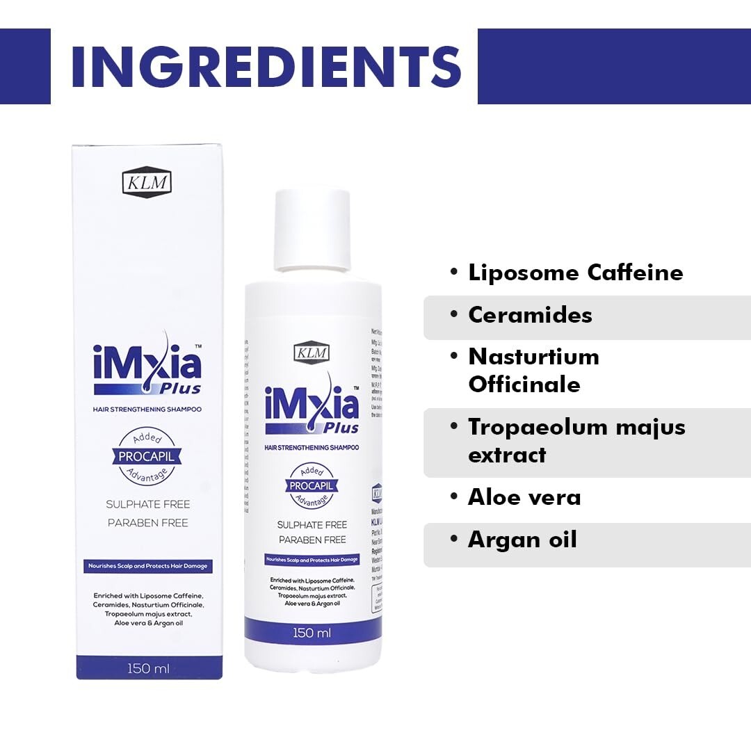 KLM iMxia Plus Hair Strengthening Hairfall Shampoo, 150ml Enriched
