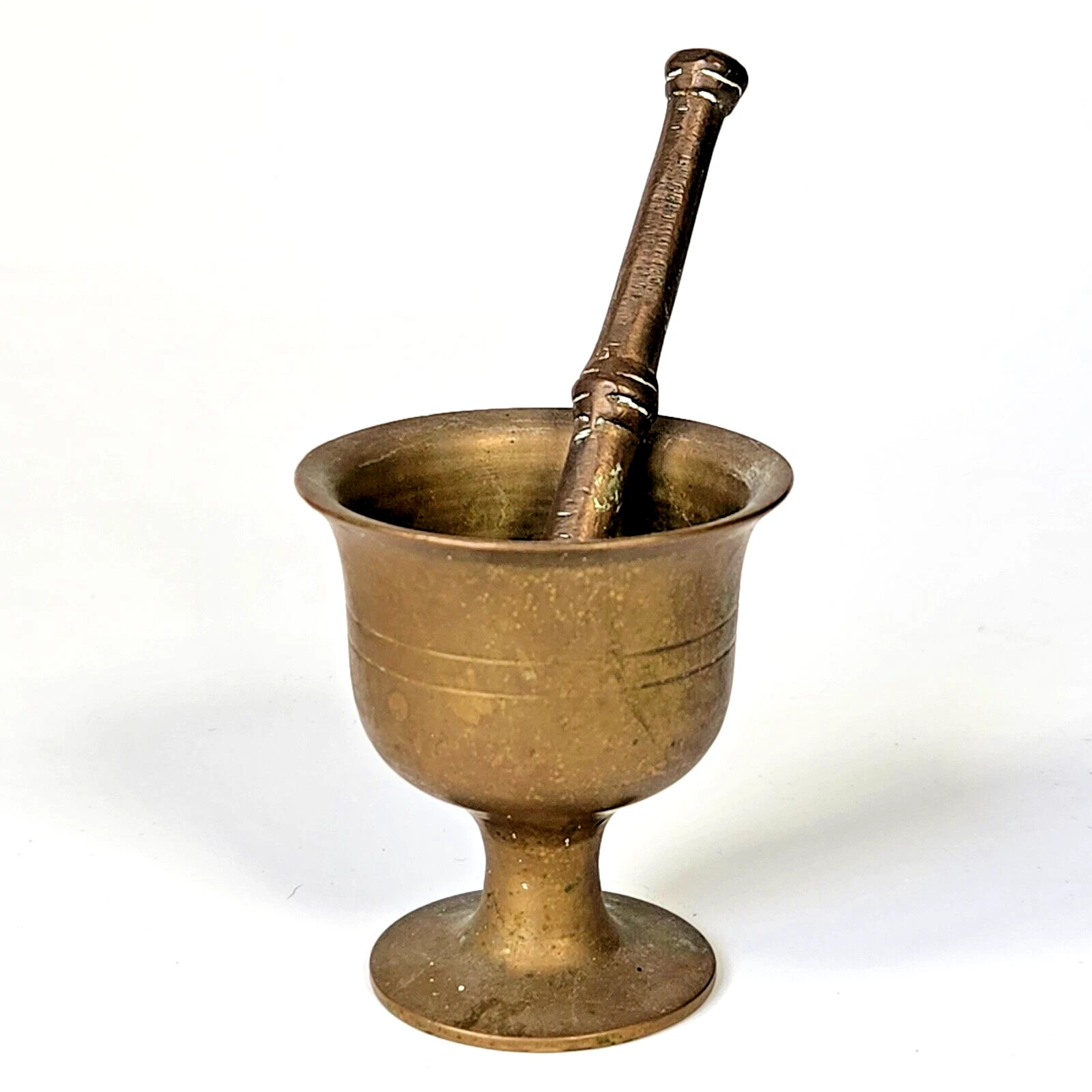 Antique 1800s Solid Brass Bronze 2.7" Pestle & Mortar / Pharmacy, Herbs, Spices