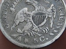 1837 Silver Capped Bust Half Dime- Fine Details, Small 5C