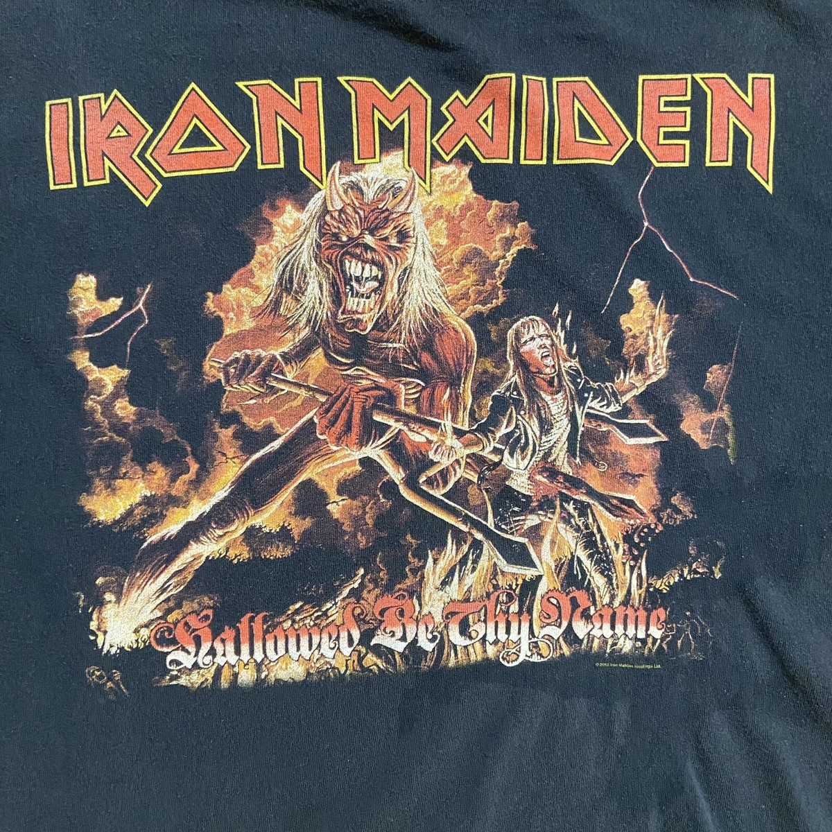 Iron Maiden Men's Hallowed Be Thy Name Logo Band T-Shirt Size