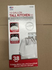 Tall Kitchen Drawstring Trash Bags, 13 Gallon Odor Control Count 38