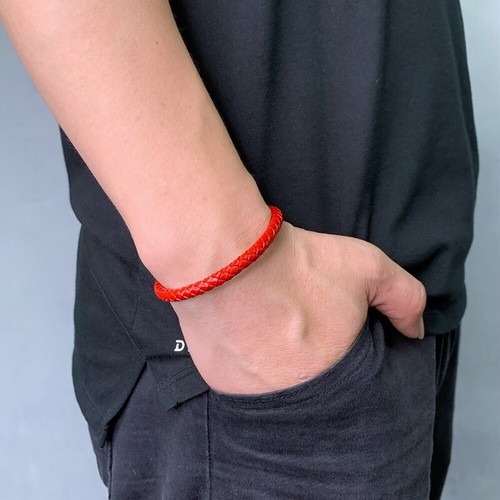 Zense - Pulsera de piel trenzada para hombre en color rojo ZB0258 - Imagen 8 de 9