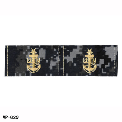 #ad PAIR USN NWU BDG Blue Digital Collar Patches Senior Chief Petty Officer SRCPO $2.95