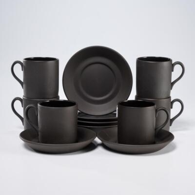 ウェッジウッド６客 Wedgwood Basalt Black Matte Glossy 6 Demitasse Espresso Cups 6