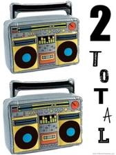 2 BOOM BOX 80's RADIO Inflatable Blow Up Speaker - Vinyl Retro Music Party Toy